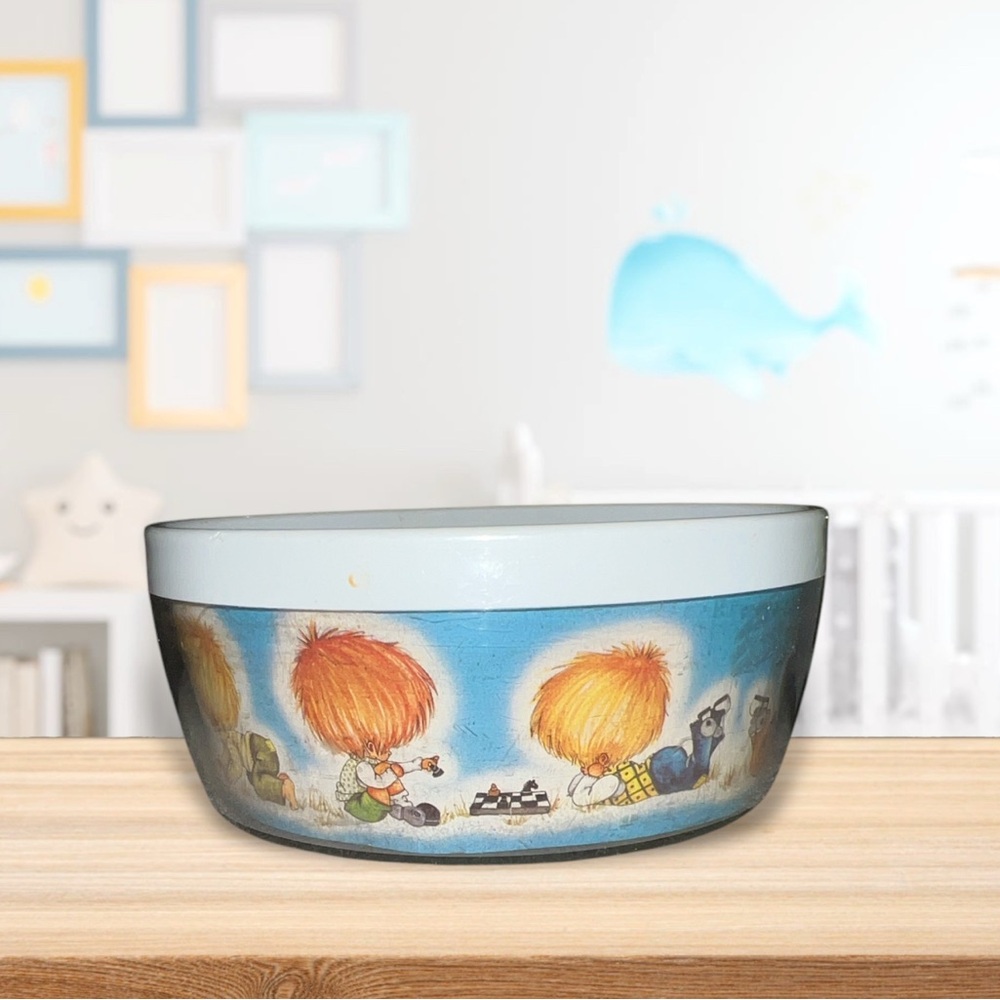 VTG 1973 THERMO-SERV INSULATED CHILDREN S MOP TOP KIDS SOUP / CEREAL BOWL